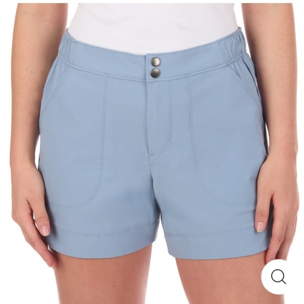 The American Outdoorsman Womens Gorpcore Hiking Shorts 5" L Blue Utility Stretch